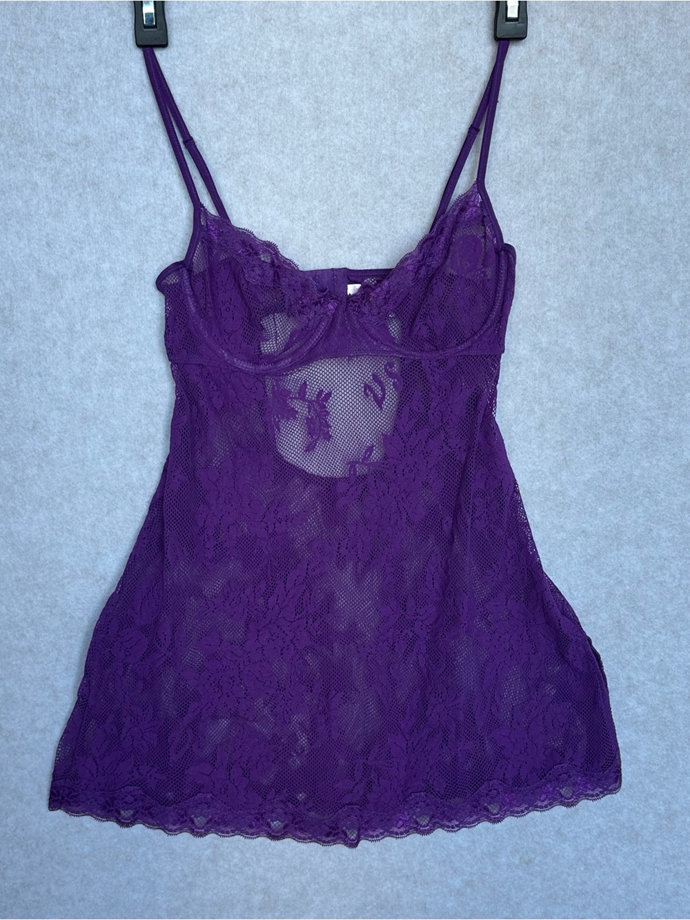 Victoria's Secret Babydoll Size M Deep Purple Lace Chemise Slip